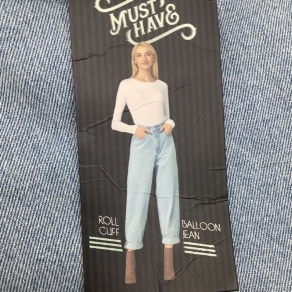 Simple Society Womens Roll Cuff Balloon Jeans Blue Size 11 NWT‎ - Picture 7 of 10